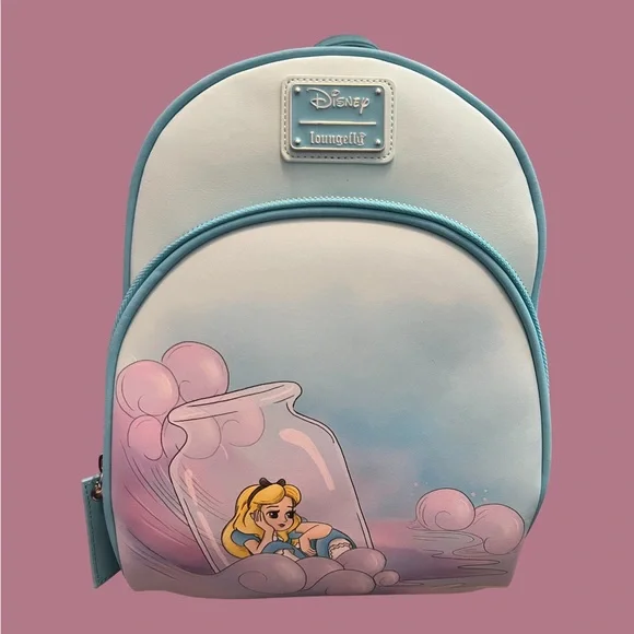 Loungefly Cream and Blue Alice in Wonderland Backpack Loungefly Disney Alice in Wonderland Garden Flowers Mini  main image 4